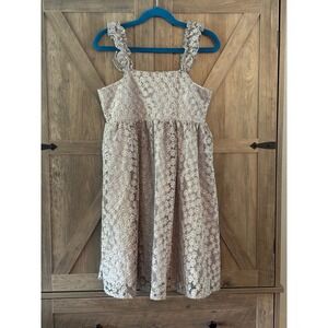 Noralee Girls Mura Dress Lavender Floral Lace Ruffle Strap Smocked Back Size 10y